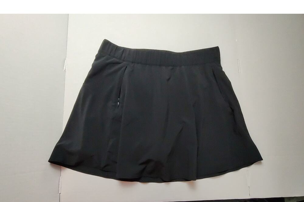 T BY Talbots Black "Everyday Yoga" Athleisure Stretch A-line Skort Women Large